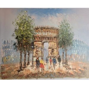 Burnett Oil Painting Arc De Triomphe Art Paris France Original Artwork 13x11
